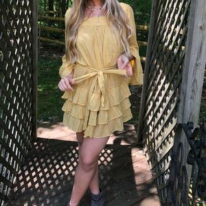 Free people yellow ruffle dress